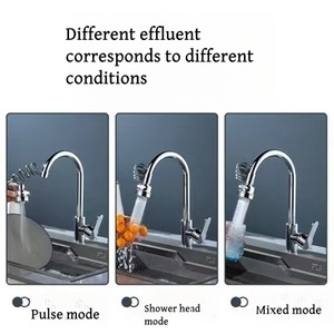 Nouvel arrivage : Robinet de cuisine moderne chromé à économie d'eau, avec douchette <span class=keywords><strong>extractible</strong></span> pivotante, écologique, aérateur réglable, double mode, universel - Product Image 6