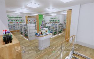 Mostrador <span class=keywords><strong>de</strong></span> Farmacia <span class=keywords><strong>de</strong></span> Madera Personalizado, Diseño Moderno, Muebles <span class=keywords><strong>para</strong></span> Farmacia, Vitrina <span class=keywords><strong>de</strong></span> Vidrio - Product Image 2
