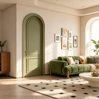 Porte intérieure cintrée sur mesure en HDF/MDF, couleur Morandi, laquée, insonorisée, finition bois, pour villa, appartement, chambre