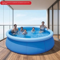 Aufblasbarer PVC-Rundpool für Erwachsene & Kinder zum Schwimmen und Spielen mit Fuß-/Elektropumpe Inklusive