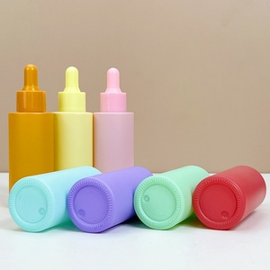 Flacon compte-gouttes en verre à épaule plate couleur macaron 50 ml pour soins de la peau, huile essentielle, sérum 1,7 oz avec bouchon compte-gouttes coloré - Product Image 5