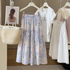 <span class=keywords><strong>Gonna</strong></span> Casual da Donna con Stampa Floreale Stile Pittura a Olio Vintage, Nuova Collezione Estate 2025, Vita Alta Elastica, Lunga, Linea ad A, Orlo Ampio, Antipiega - Product Image 3