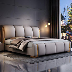 Элитная современная кровать с местом для хранения, в минималистичном стиле, кожаная, размера «king-<span class=keywords><strong>size</strong></span>», популярный итальянский роскошный комплект мебели для спальни - Product Image 1
