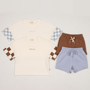 Vêtements pour enfants en coton biologique 95% et élasthanne 5%, ensembles de vêtements tendance pour garçons, ceinture de sécurité, vêtements d'été pour bébés - Product Image 5