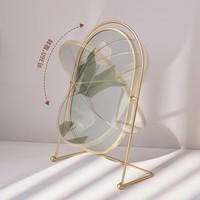 Miroir de table portable HD rotatif FIORTIA, forme ovale ronde, or, moderne, luxe, miroir de maquillage de bureau