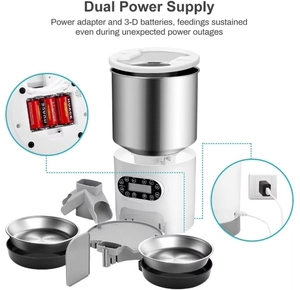 Distributeur automatique de nourriture pour animaux de compagnie 4,5 L en acier inoxydable 304 avec affichage LCD, design arrondi, programmation de l'heure moderne et rechargeable pour chats et petits animaux - Product Image 5