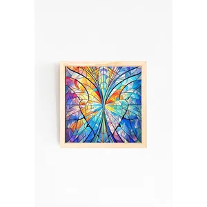 Panneau mural en bois au design abstrait moderne 15-1 Nouvelle sortie Peinture avec cadre en bois naturel - Product Image 3