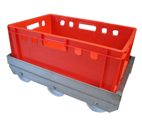 Chariot pivotant sur roulettes en acier inoxydable (SS304 SS316) de type Euro Crate, personnalisé en gros, chariot de cuisine à 6 roues, type sol, 360x580mm, rectangulaire