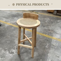 Tabouret de bar Japandi en bois de frêne clair avec cannage en rotin naturel, chaise d'îlot de cuisine moderne et organique pour l'Australie