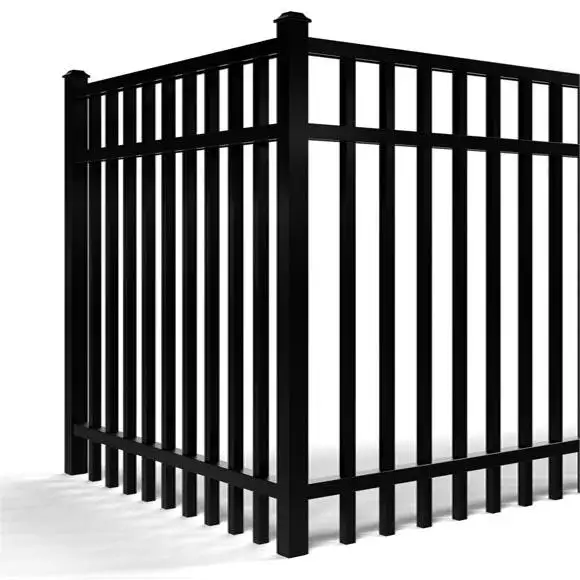 Easily assembled decorative style steel fence flat rail top welded residential metal fence balcony fence for garden