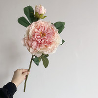 Pivoine artificielle au toucher réel, 2 têtes avec bourgeon, fleur en soie, 50 pièces, décoration pour la maison, pour la Saint-Valentin, Noël, Nouvel An