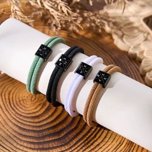 Bracelets personnalisés gravés avec le nom du couple, bracelets en corde tressée milanaise faits à la main, <span class=keywords><strong>bracelet</strong></span> tendance, <span class=keywords><strong>cadeau</strong></span> d'anniversaire - Product Image 3