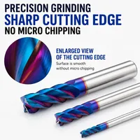Fraise à queue en carbure monobloc HRC65 à 4 cannelures, revêtement bleu, en carbure de tungstène, pour usinage CNC de métaux, outil de coupe, usine