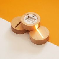 Lampe de chevet LED USB à piles AAA avec base en bois ronde, support de lampe, éclairage multicolore blanc chaud pour chambre à coucher