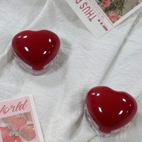 Emballage cosmétique en forme de cœur pour boue à lèvres, prêt à expédier, sans MOQ, boîte cosmétique vide avec couvercle rouge et clip pour pince à lèvres à double couche