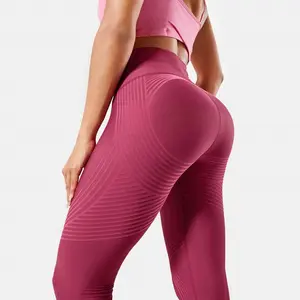 Vêtements de Sport Étiquette Personnalisée Logo Pantalon de Yoga Push Up Fitness Serré Workout Scrunch Bum Leggings Body Sculpt Leggings