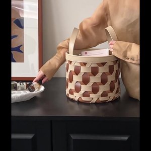 Cestino da campeggio in pelle con grano superiore per bambini porta fuori accessori Organizer da cucina cesto per alimenti in tessuto lavorato a maglia - Product Image 6
