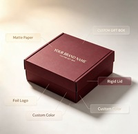 Boîte cadeau rigide pliable bordeaux personnalisée, estampée à chaud avec logo de marque élégant pour emballages cadeaux de cosmétiques et de souvenirs haut de gamme