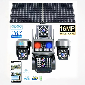Cámara de Seguridad IP Solar V380 <span class=keywords><strong>Pro</strong></span> con Zoom Óptico 10X, 16MP, <span class=keywords><strong>4</strong></span> Lentes, 4G, Alarma, Panel Solar Dual, Batería y Visión Nocturna - Product Image 1