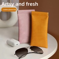 Étui à lunettes de soleil en cuir de luxe, sac de rangement multifonctionnel, pochette magnétique pour lunettes, organisateur souple et portable pour lunettes