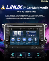 Autoradio Erisin ES635V 7 pouces Linux avec DAB+, DSP, égaliseur 16 bandes, CarPlay sans fil, Android Auto, démarrage rapide pour VW Golf Jetta Polo