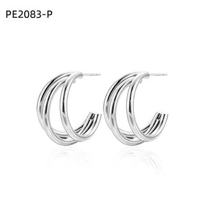 Amy Amy Fashion <b>Hoop</b> Earrings <b>Silver</b> Plated Geometric Women's Jewelry PE2083 - Product Image 1