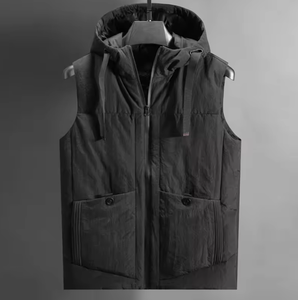 Chaleco informal de alta calidad para hombre, para otoño e invierno, con capucha, sin mangas, grueso y cálido, con bolsillos. - Product Image 4
