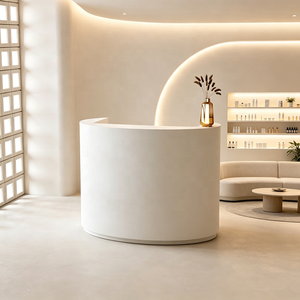 Custom White Curved <b>Small</b> Clinic Reception <b>Desk</b> High Quality Wood <b>Small</b> Front <b>Desk</b> for Retail - Product Image 3