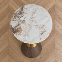 Table console moderne en pierre frittée de luxe léger avec coins arrondis, durable et écologique pour l'école et le salon