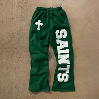 Pantalon évasé personnalisé 2027, impression sérigraphique et DTG, survêtement délavé avec patchs brodés, pantalon de jogging évasé