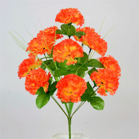 Pabrik Grosir Silk Faux Flower Bush 12 Kepala Buatan Bouquet Anyelir untuk Pemakaman