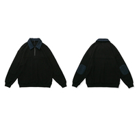 Sweat-shirt à capuche tendance pour homme en coton, col en jean brodé OEM, fermeture éclair quart de tour, style minimaliste et robuste