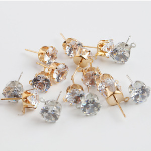 <b>Stud</b> <b>Earrings</b> <b>Crystal</b> Rhinestone Claw Setting White K Gold Color Everyday Wear Jewelry Accessories - Product Image 2