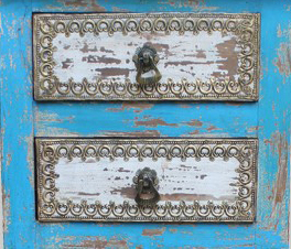 Reclaimed Wood Distressed <b>Blue</b> Colonial Style <b>Bedside</b> Nightstands Bedroom 2 Drawers <b>Table</b> Handcrafted For Living Room Hotel - Product Image 6