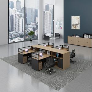 Muebles de oficina minimalistas Mingmeng, estación de trabajo para 1/2/3/4/6 personas con combinación de mesa de escritorio y estantería - Product Image 5