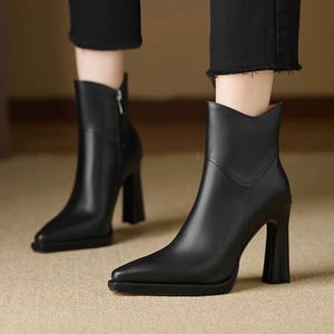 Cialisa Eleganti Stivaletti da <span class=keywords><strong>Donna</strong></span> 2025 Inverno Punta Affusolata in Vera Pelle Moda Stile Particolare <span class=keywords><strong>Tacco</strong></span> Alto Nuovi <span class=keywords><strong>Stivali</strong></span> alla Caviglia - Product Image 3