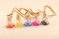 Flacon de parfum en verre transparent en forme de rose, diffuseur d'huiles essentielles parfumées avec couvercle en bois pour désodorisant de voiture
