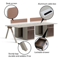 Espace de travail moderne poste de travail modulaire acoustique convertible extensible capacité de 4 à 10 personnes cloison en bois mobilier de bureau