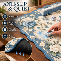 Alas Meja Mahjong Premium 33" X 33" (84 X 84 Cm) Tebal 2.5mm Anti-Selip Anti-Bising Dapat Dicuci dengan Desain Burung Bunga