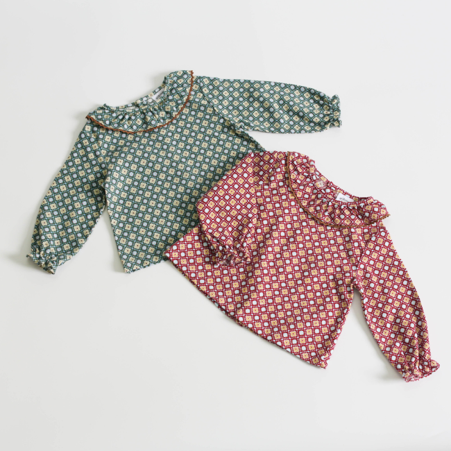 PHB 60269, модные топы для маленьких девочек с ретро-принтом, Весенняя винтажная блузка