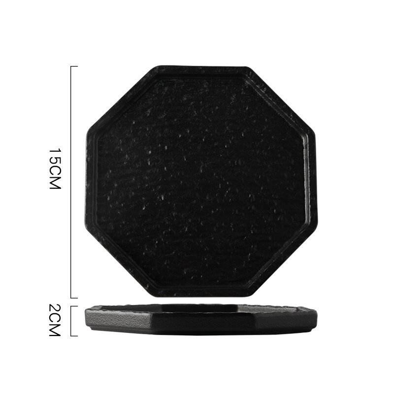6inch eight-sided plate-rock black