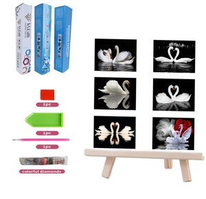 DIY diamante <span class=keywords><strong>pintura</strong></span> cuadrado completo/redondo Animal cisne blanco lienzo artesanía arte adulto decoración del hogar bordado accesorio Kit Taladro - Product Image 2
