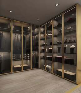 Armoire moderne en forme de U, organisateur de vêtements de luxe, armoire en verre, placard, dressing - Product Image 1