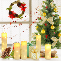 Bougie LED sans flamme en forme de goutte d'eau Ping Shui, en paraffine ivoire, avec couvercle, alimentée par piles, télécommande, pour Noël et Pâques