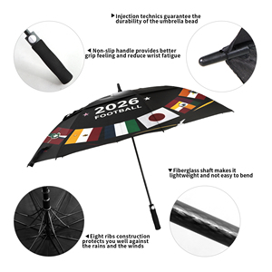 Parapluie automatique 64 pouces en pongee 190T avec impression numérique intégrale, logo personnalisé, pour événements sportifs 2026, drapeau mondial, idéal comme cadeau - Product Image 4