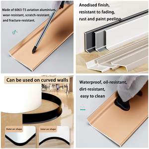 <span class=keywords><strong>Plinthe</strong></span> en aluminium à fixation murale sans perçage ni outils, design moderne, pour murs en <span class=keywords><strong>carrelage</strong></span>/marbre, installation par colle - Product Image 3