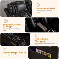 GUEAPY Fauteuil inclinable électrique 3 places en similicuir pour home cinéma, avec cadre métallique, mousse à mémoire de forme et appuie-tête et dossier réglables