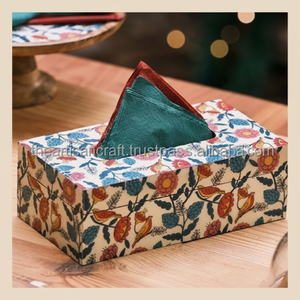 Caja de pañuelos con estampado de esmalte hecho a mano, vajilla de nuevo diseño de ARTISAN CRAFT, Material MDF para decoración de hogar y Hotel - Product Image 1