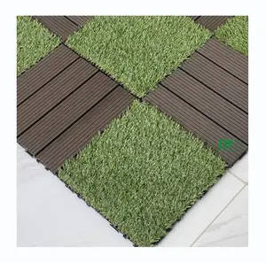 30cm mật độ cao màu xanh lá cây chắp vá cỏ nhân tạo Thảm lồng vào nhau Turf decking gạch cho bóng đá ngoài trời Faux sàn cỏ