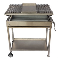 Barbecue argentin à charbon de bois réglable en hauteur avec chariot